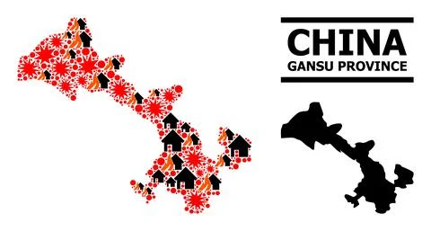 War Collage Map of Gansu Province Illustrazione stock