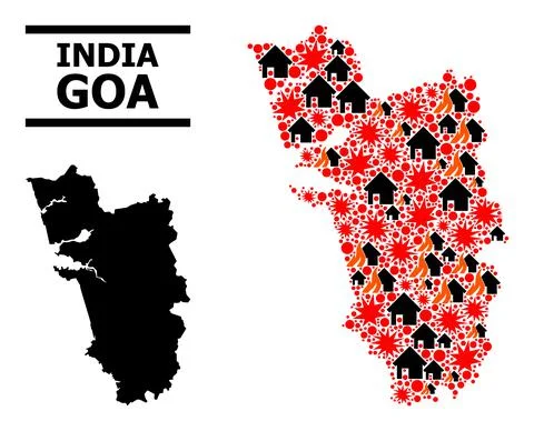 War Collage Map of Goa State Stock Illustration