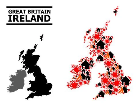 War Collage Map of Great Britain and Ireland Stockillustratie