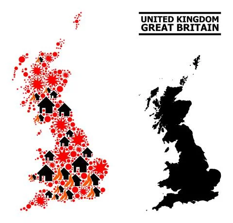 War Collage Map of Great Britain イラスト素材