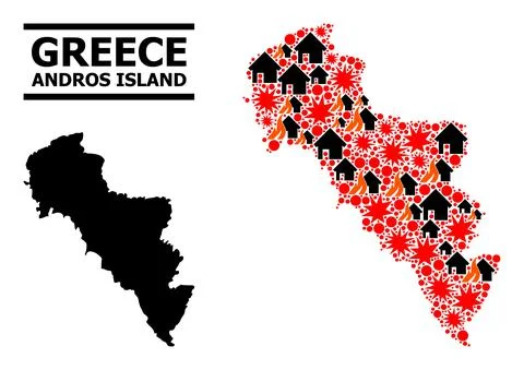 War Collage Map of Greece - Andros Island Stock Illustration