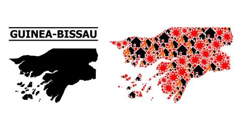 War Collage Map of Guinea-Bissau Stock Illustration