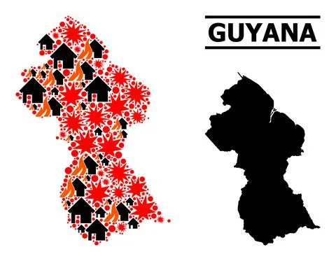 War Collage Map of Guyana Stock Illustration