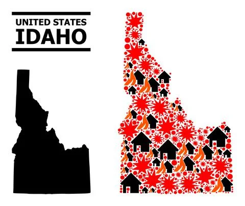 War Collage Map of Idaho State イラスト素材