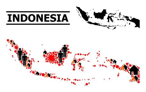 War Collage Map of Indonesia Stock Illustration
