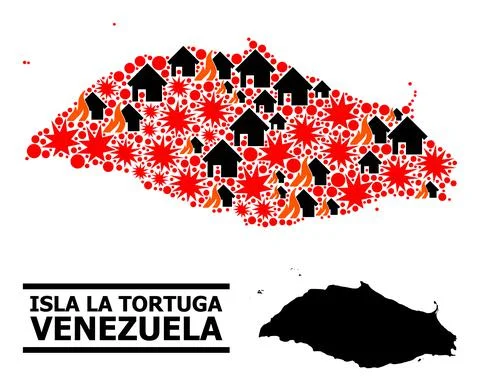 War Collage Map of Isla La Tortuga Illustrazione stock