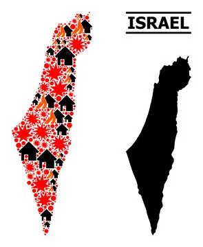 War Collage Map of Israel Stock Illustration