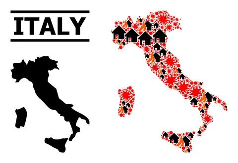 War Collage Map of Italy Stock Illustration