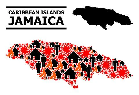 War Collage Map of Jamaica Illustrazione stock