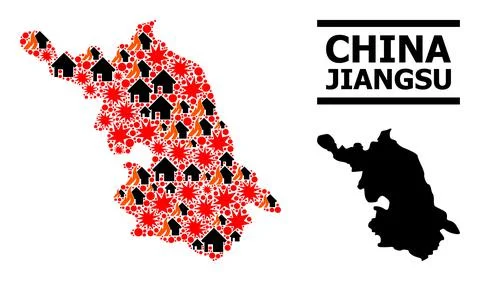 War Collage Map of Jiangsu Province Illustrazione stock