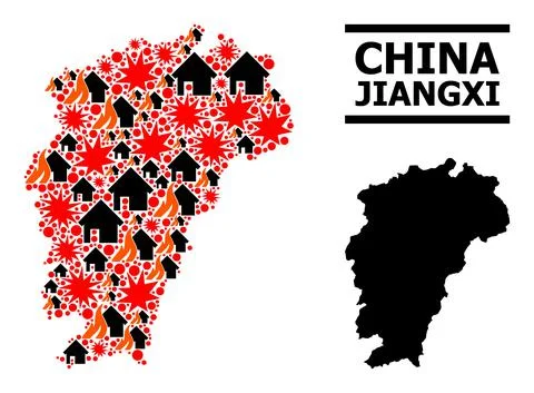 War Collage Map of Jiangxi Province イラスト素材