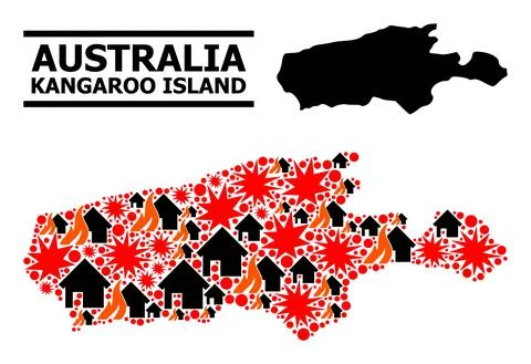 War Collage Map of Kangaroo Island 스톡 일러스트