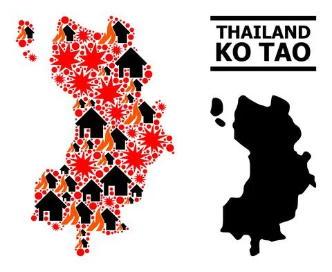 War Collage Map of Ko Tao Stock Illustration