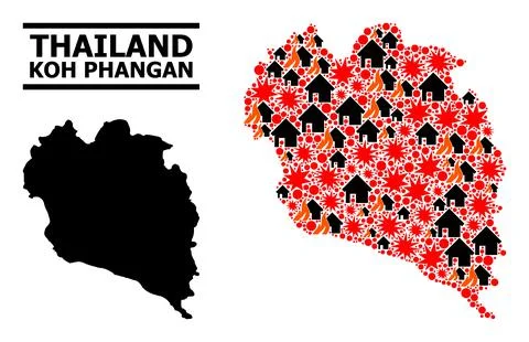 War Collage Map of Koh Phangan Stock Illustration