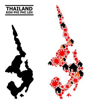 War Collage Map of Koh Phi Leh イラスト素材