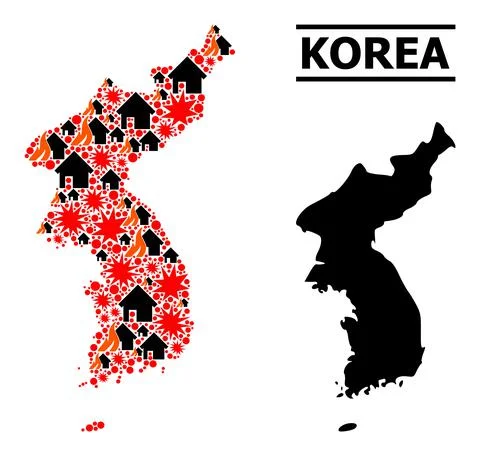 War Collage Map of Korea Illustrazione stock
