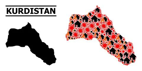War Collage Map of Kurdistan 스톡 일러스트