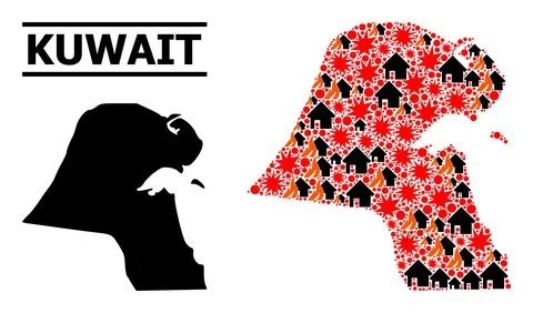 War Collage Map of Kuwait Illustrazione stock