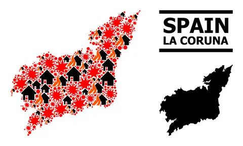 War Collage Map of La Coruna Province 스톡 일러스트