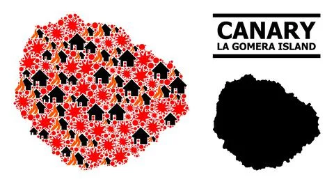 War Collage Map of La Gomera Island イラスト素材