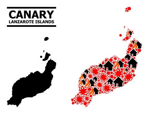 War Collage Map of Lanzarote Islands 스톡 일러스트