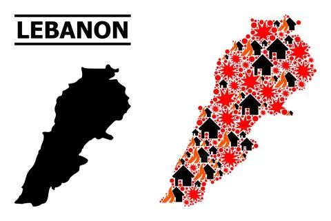 War Collage Map of Lebanon Illustrazione stock