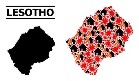 War Collage Map of Lesotho 스톡 일러스트