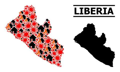 War Collage Map of Liberia イラスト素材