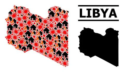 War Collage Map of Libya Illustrazione stock