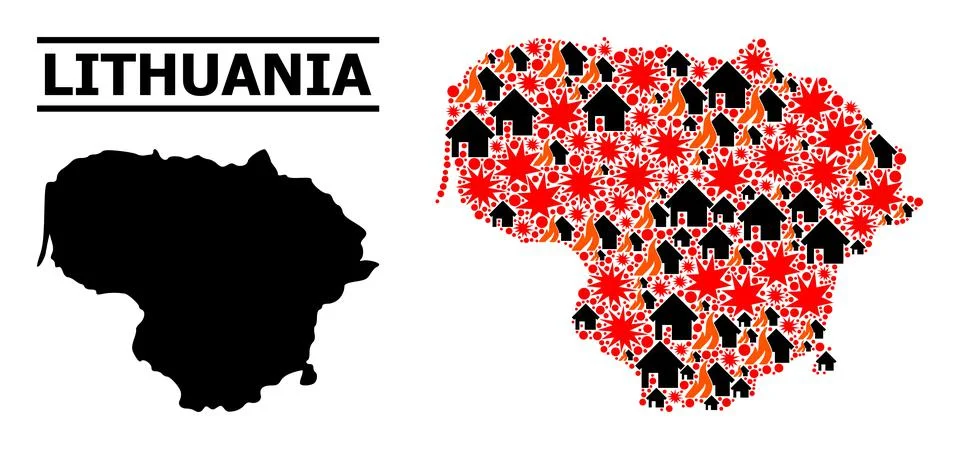 War Collage Map of Lithuania Stock Illustration