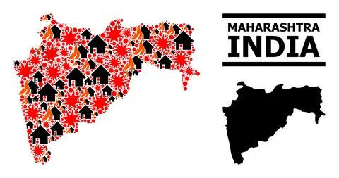 War Collage Map of Maharashtra State Illustrazione stock