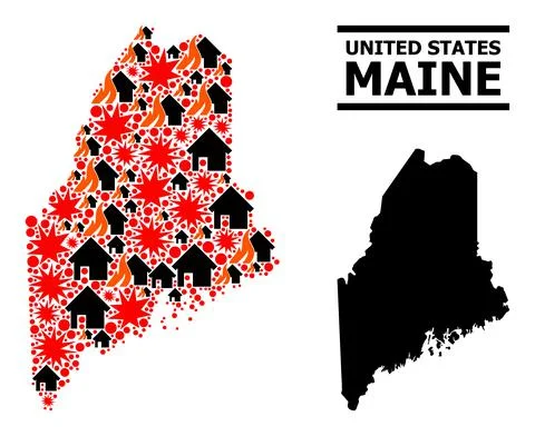 War Collage Map of Maine State Illustrazione stock