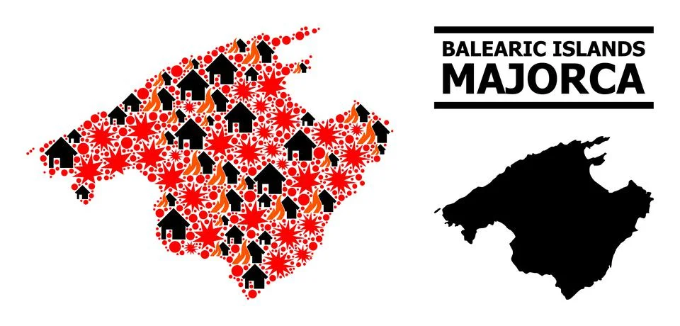 War Collage Map of Majorca 스톡 일러스트