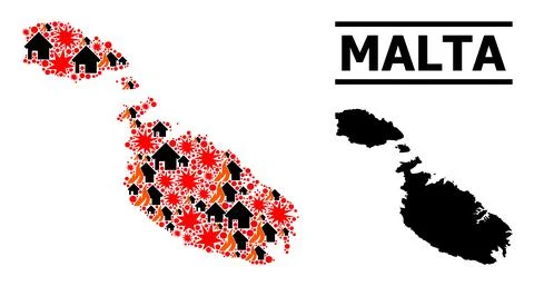 War Collage Map of Malta Stock Illustration