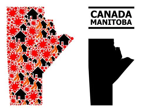War Collage Map of Manitoba Province Stock Illustration