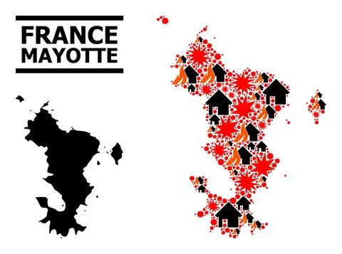 War Collage Map of Mayotte Islands イラスト素材