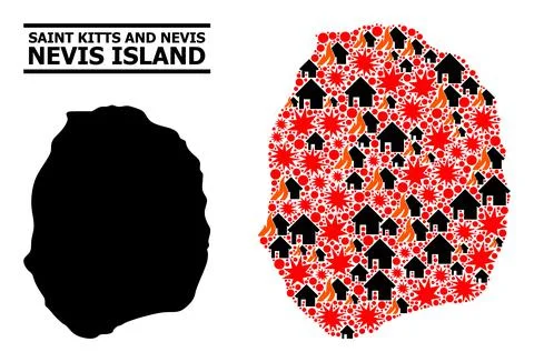 War Collage Map of Nevis Island Stock Illustration