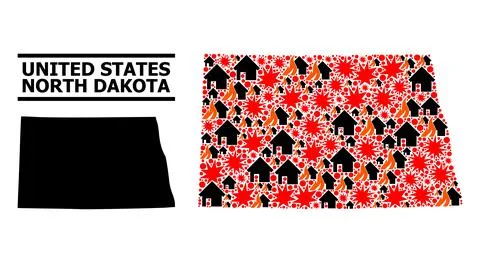 War Collage Map of North Dakota State Stock Illustration