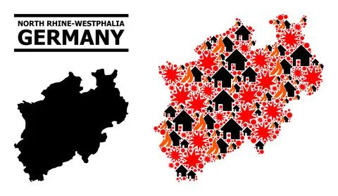 War Collage Map of North Rhine-Westphalia State Illustrazione stock
