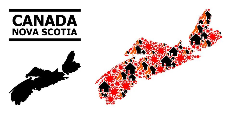 War Collage Map of Nova Scotia Province 스톡 일러스트