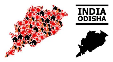 War Collage Map of Odisha State イラスト素材