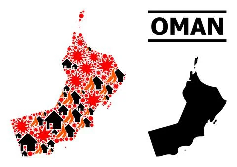 War Collage Map of Oman Stock Illustration