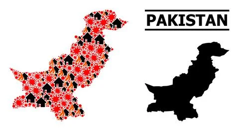 War Collage Map of Pakistan 스톡 일러스트
