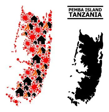 War Collage Map of Pemba Island Stock Illustration