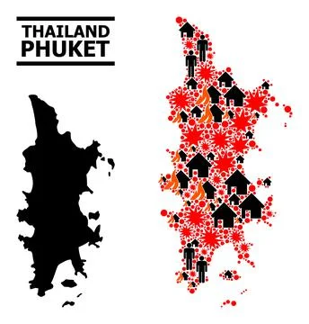 War Collage Map of Phuket 스톡 일러스트