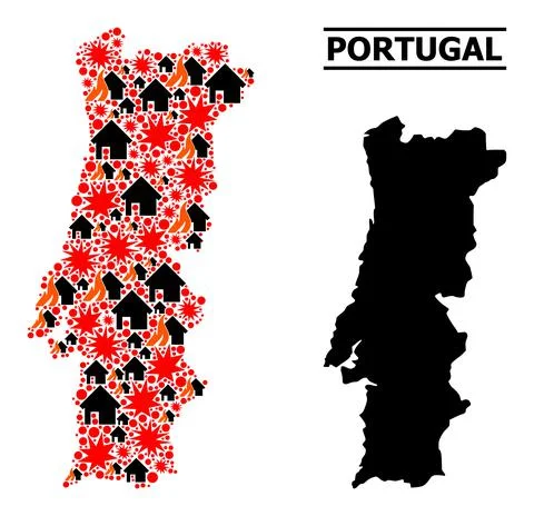War Collage Map of Portugal Illustrazione stock