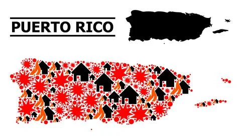War Collage Map of Puerto Rico 스톡 일러스트