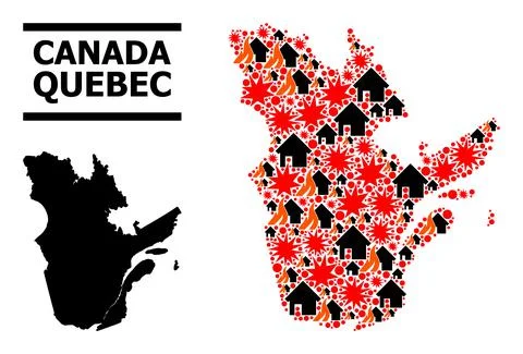 War Collage Map of Quebec Province Stock Illustration
