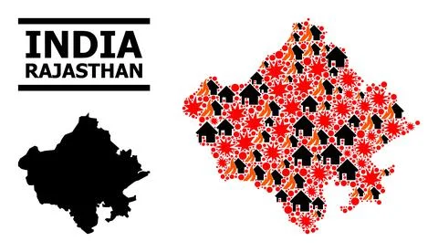 War Collage Map of Rajasthan State Stock Illustration