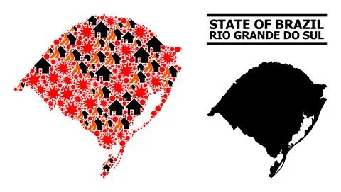 War Collage Map of Rio Grande Do Sul State イラスト素材